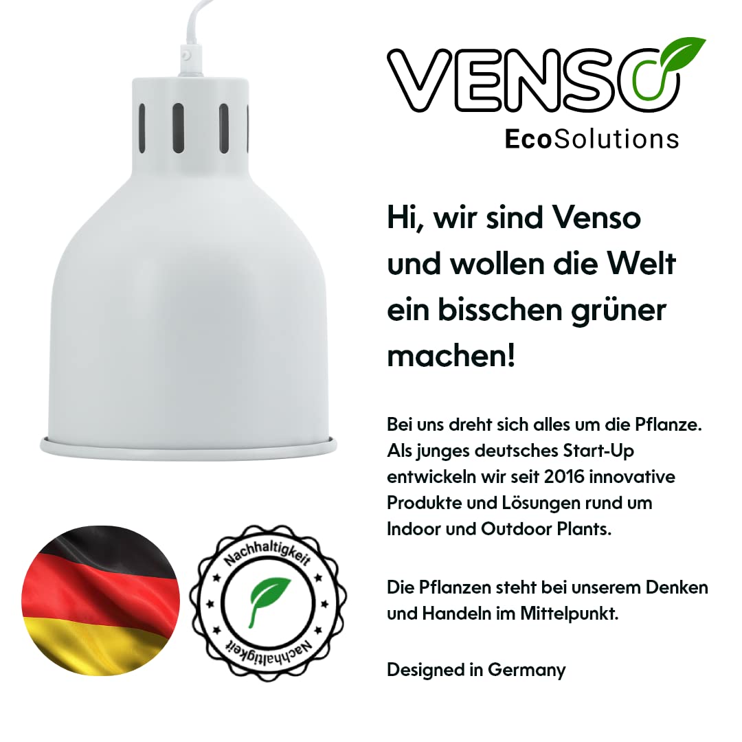 Venso EcoSolutions E27 SAGA Lampenschirm Weiß, LED pflanzenlampe E27 Pflanzenleuchte, LED Wachstumslampe für verbesserte Photosynthese und Chlorophyllbildung, Anzuchtlampe Gemüse, Pflanzenlicht