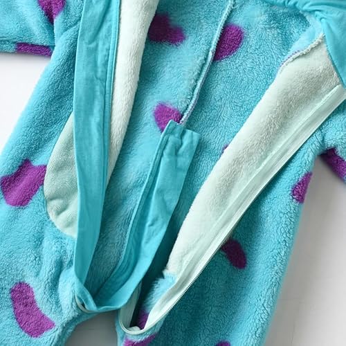 LYSINK Halloween Unisex Baby Monster Costume Fleece Jumpsuit Cartoon Animal Horn Hooded Cosplay Warm Thicken Winter Rompers Outwear (Blue, 4-5T) - Image 5