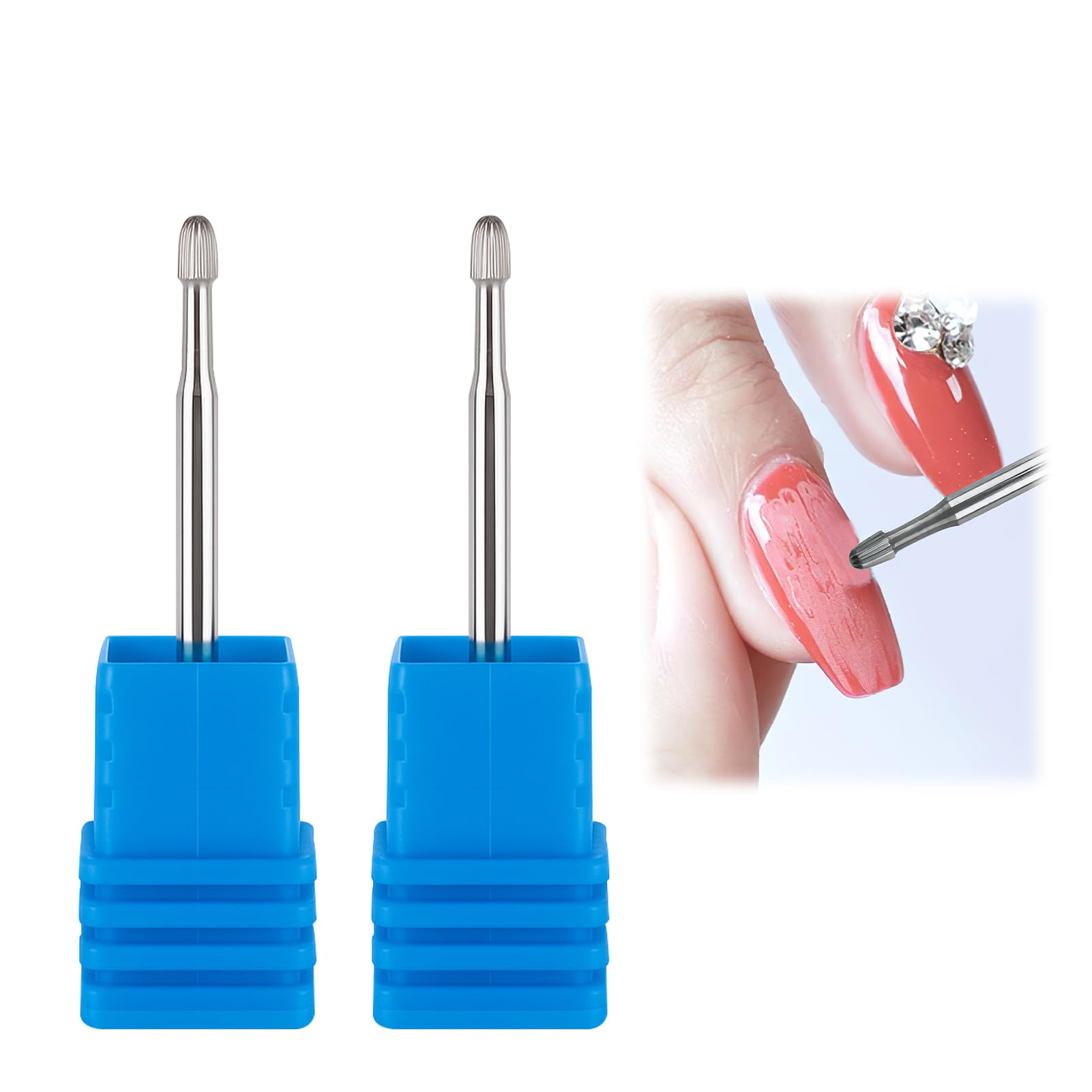 2 PCS Brocas Torno Uñas Profesional de Carburo para Quitar Cutículas y Piel Muerta, Grano Medio, Forma de Seta, Compatible con Tornos Eléctricos para Manicure y Pedicure