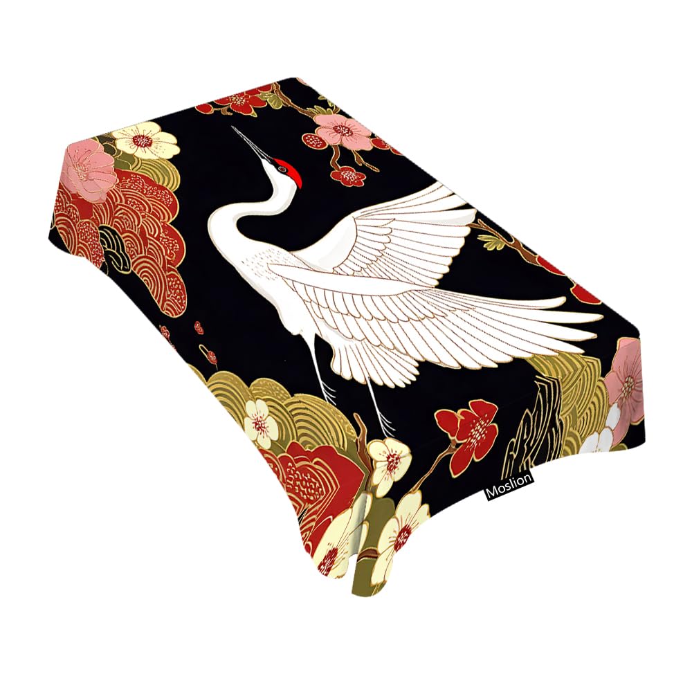 Moslion A08 Japanese Crane Tablecloth Rectangle Tablecloth 60X84 Inch