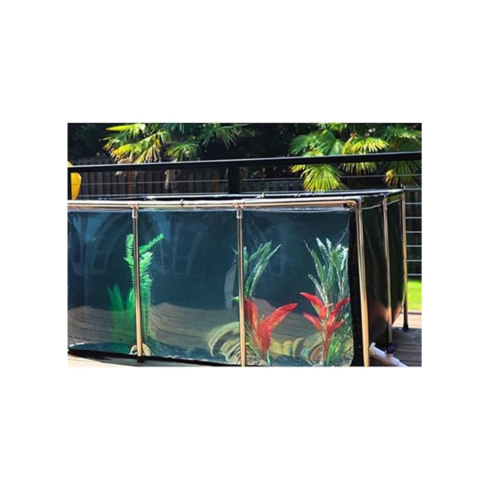 Aquarium extérieur étanche pour terrasse et jardin avec fenêtre