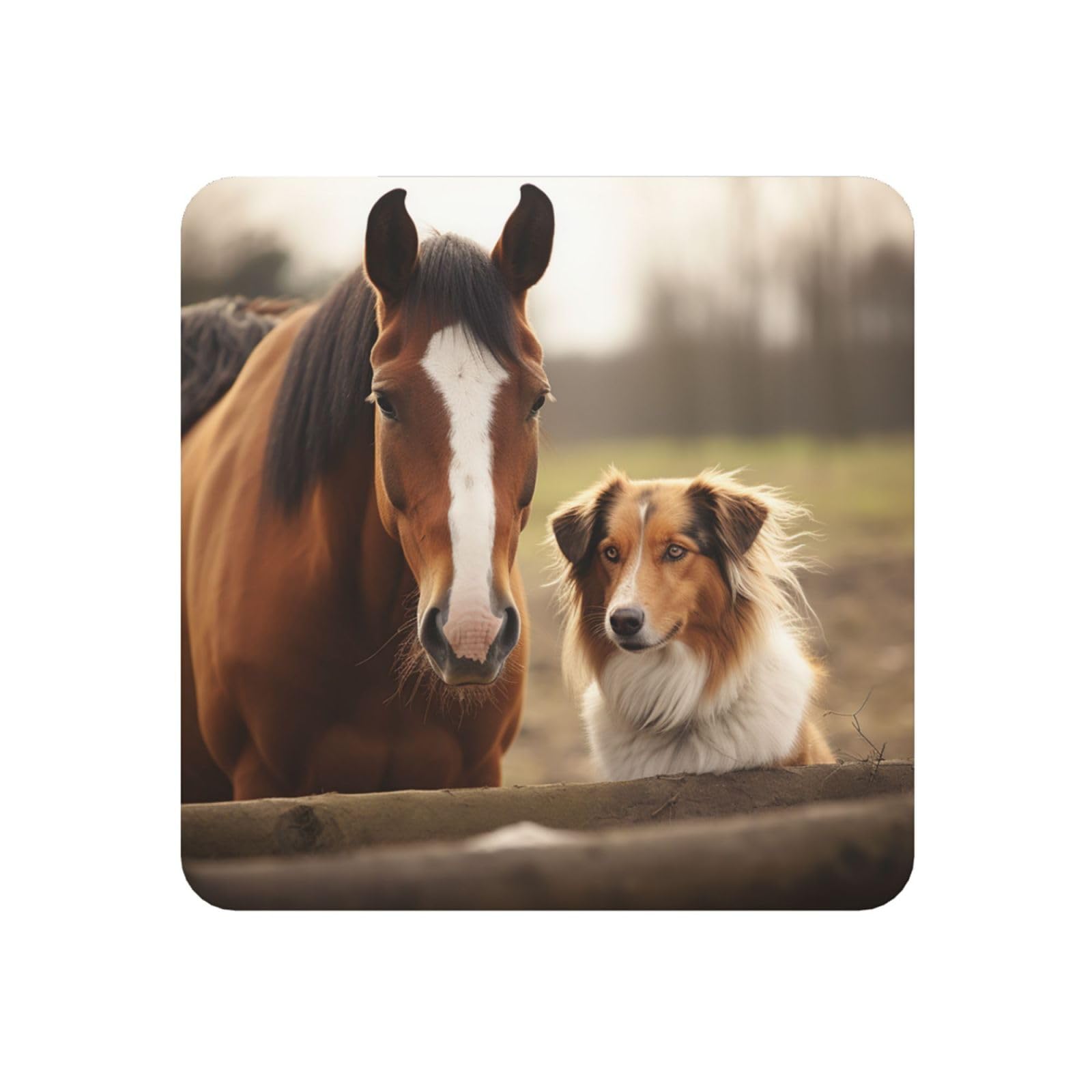 Fodpand Square Collie Dog And Horse Together Fridge Magnets, Strong Small Refrigerator Magnets Decorative Magnets For Kitchen Fridge Office Locker - Funny Magnetic Stickers Birthday Gifts