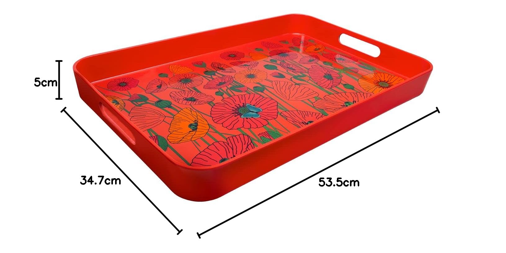Pylones - Bandeja de servicio de melamina - Apéritime Large Coquelicots -53,7 x 34,7 x 5 cm