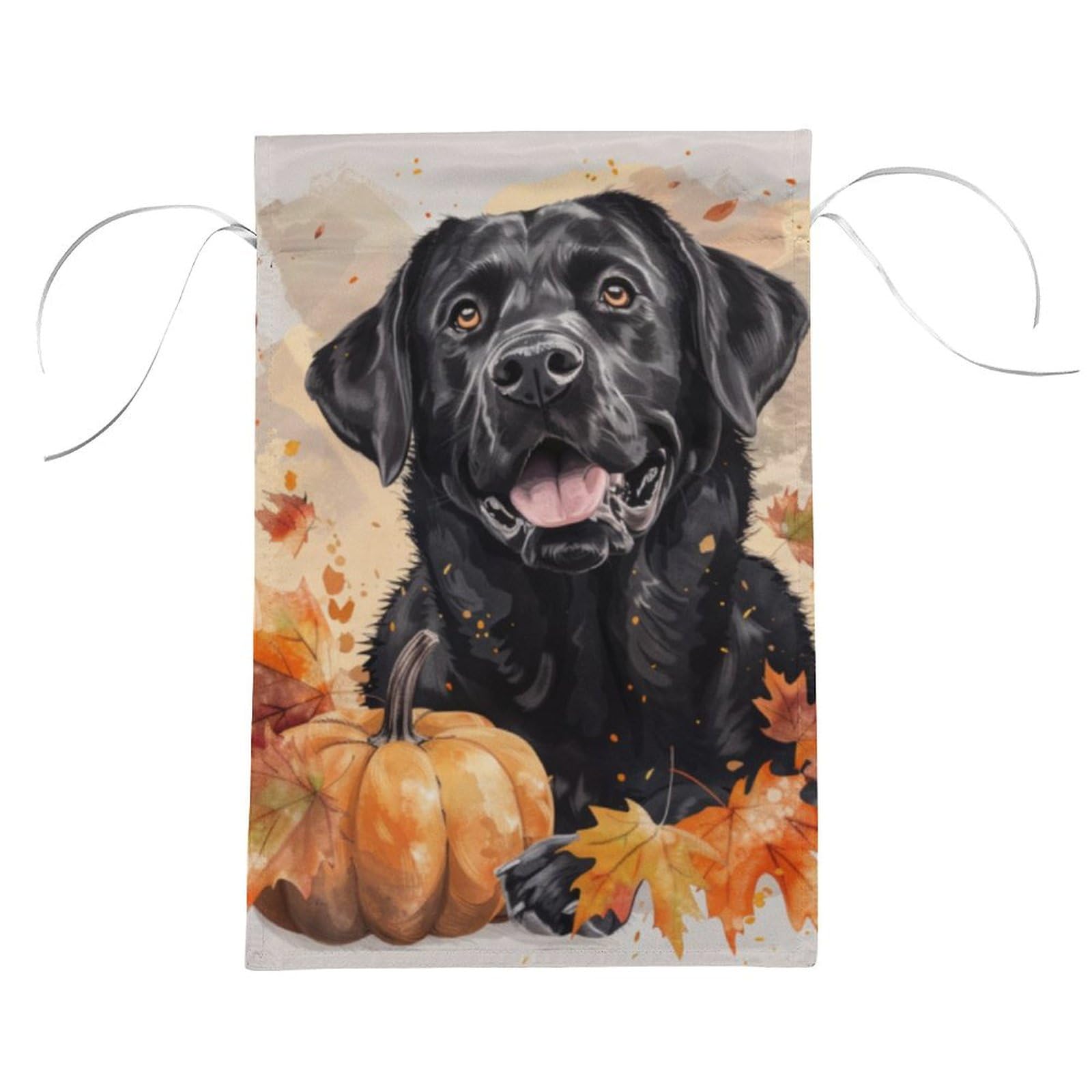 Covido Welcome Fall Gartenflagge – Schwarzer Labrador Mit Kürbis & Herbstblättern, Wetterfest, Ca. 72x102 Cm