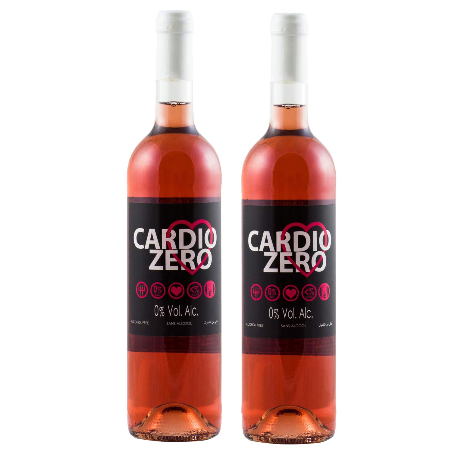 Elivo Cardio Zero Rose Dealcoholized 0.0% Non-Alcoholic Rose From Spain, Extra Dry, No Sugar, No Calories (750ml, 2 Bottles)