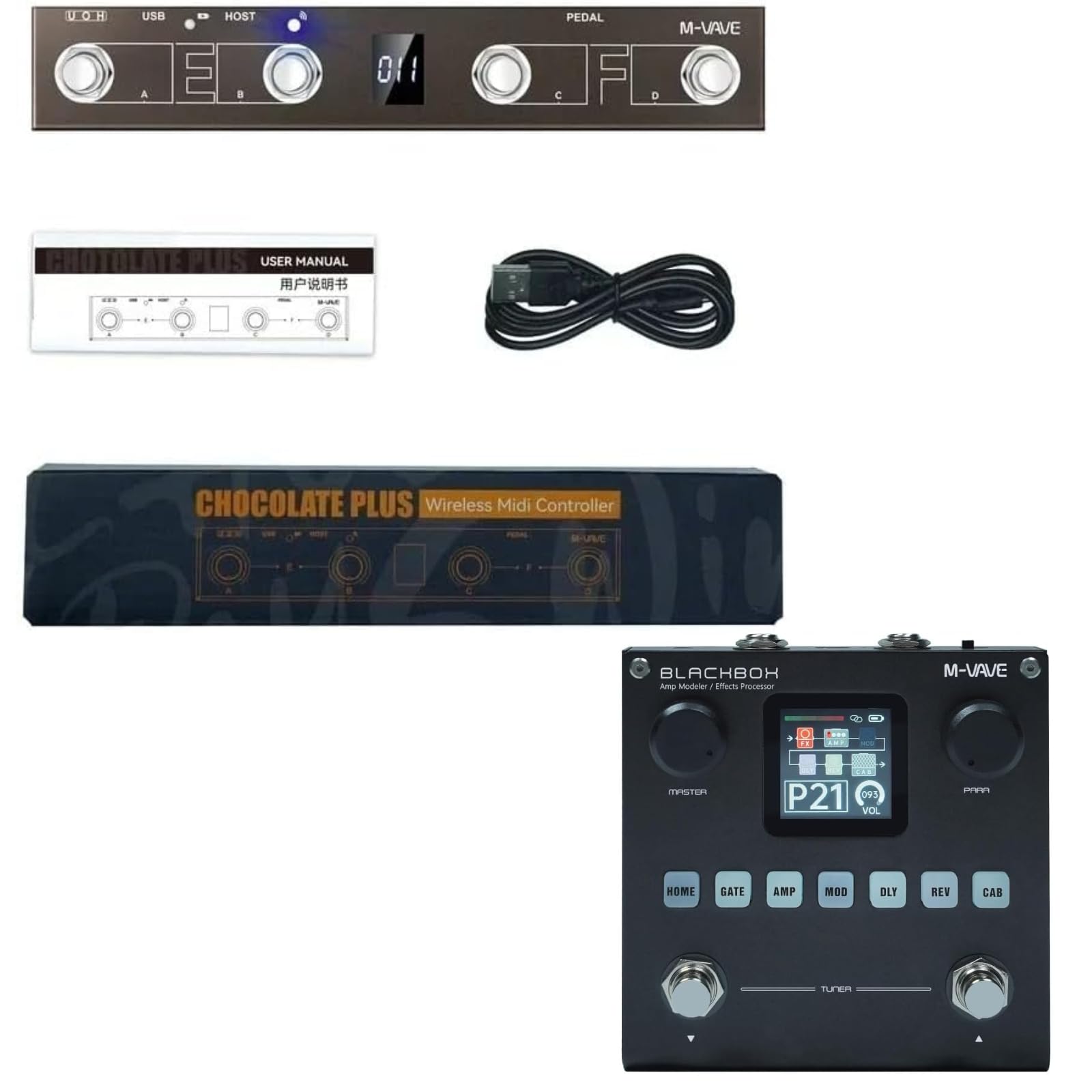 M-vave BLACKBOX Modelador de Amp Guitarra/Baixo Multi Effects