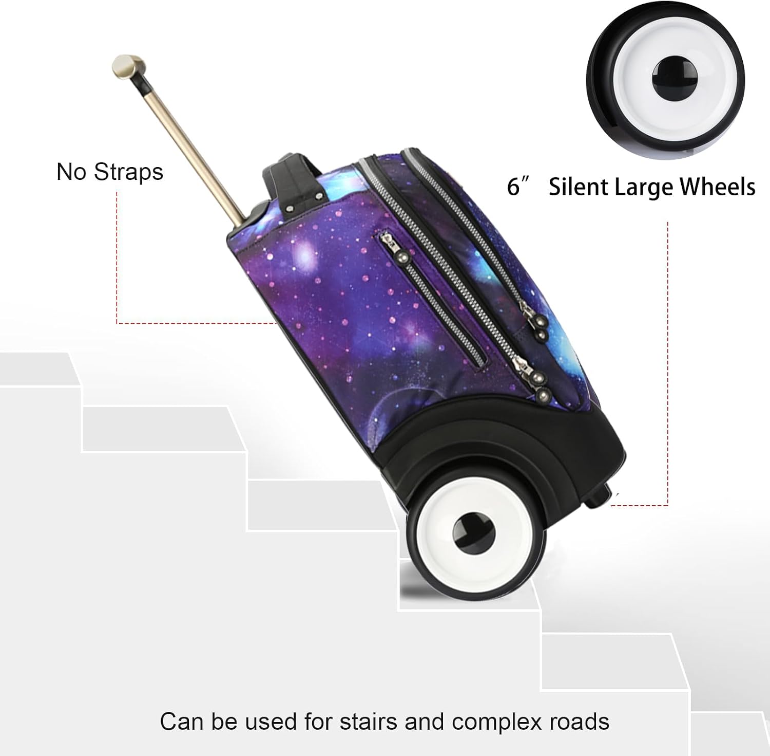Rolling Laptop Bag for 15.6 Inch Laptop, Roller Bag,Backpack with Wheels,20 Inch Wheeled Computer Bag, T5- Galaxy