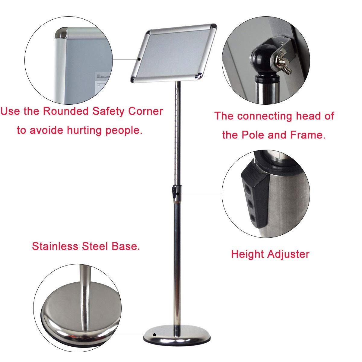 HUAZI Adjustable Floor Sign Holder Stand 8.5x11 inches Pedestal Sign