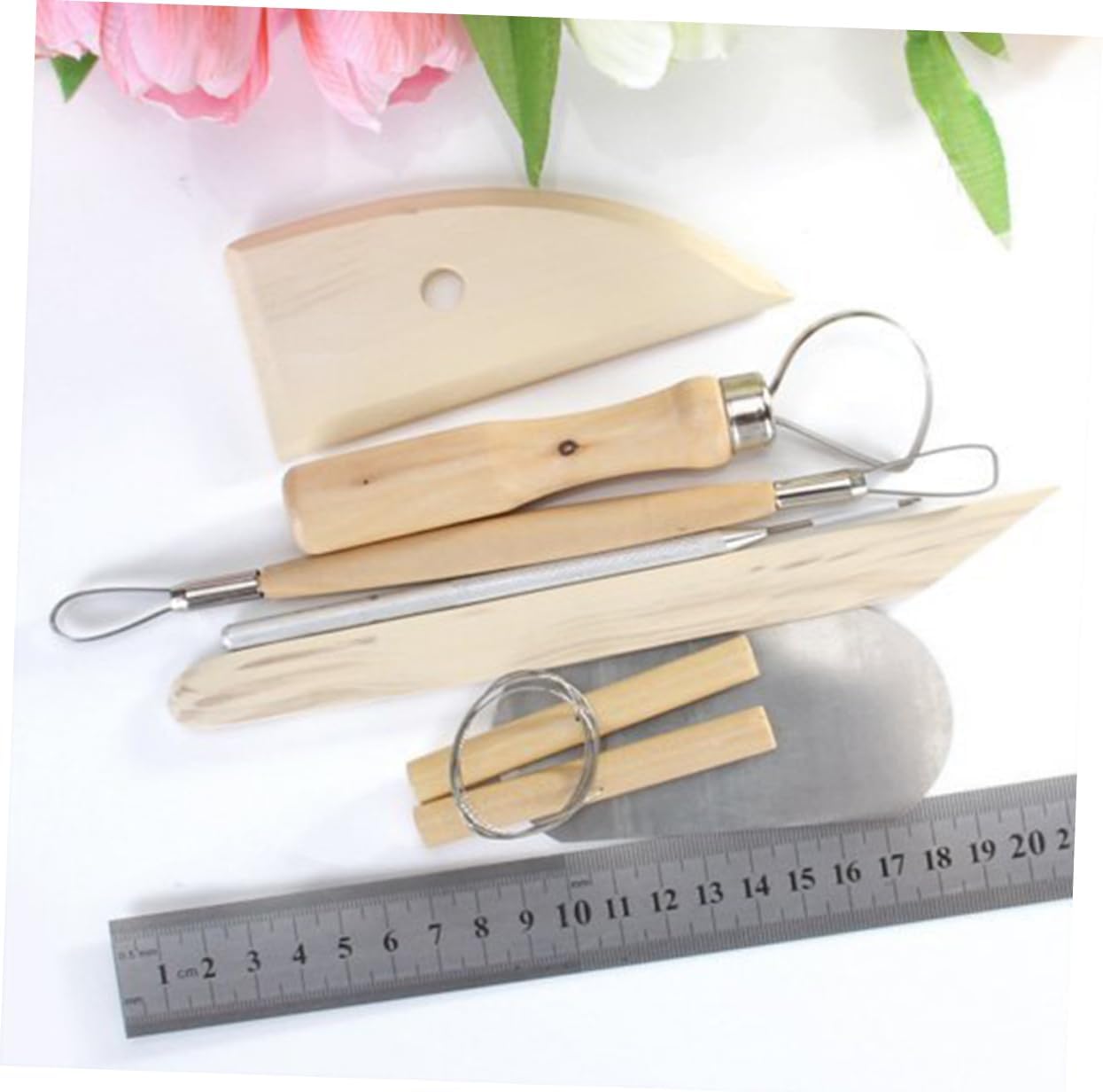 Angoily 8pcs Pottery Clay Modeling Sculpture Carving Tool Set Wood Metal Clay Sculpting Kit