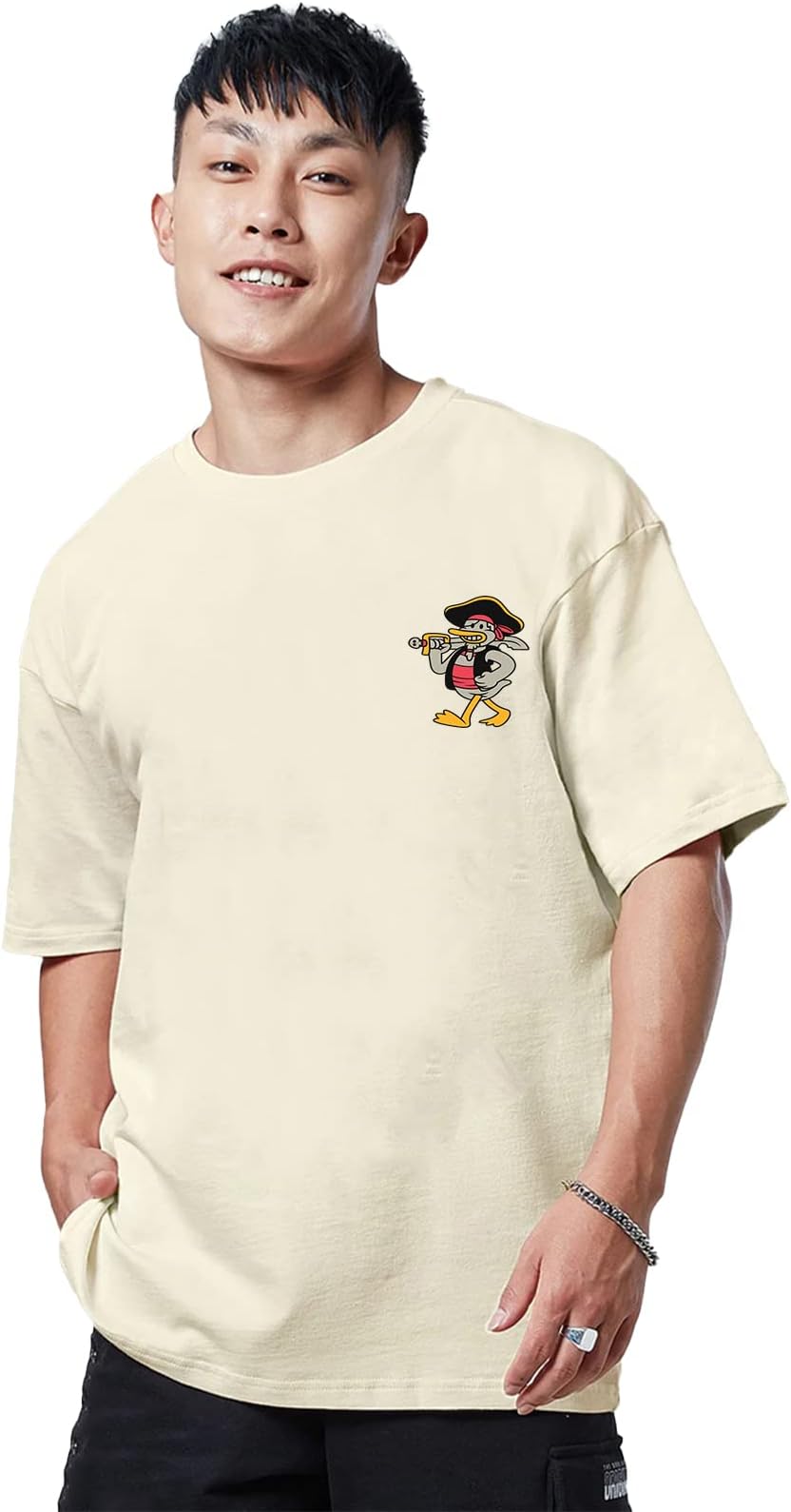 VeirdoOversize Loose Baggy Fit Drop Shoulder Cool and Stylish Latest Pocket Print Designs Half Sleeve T-Shirt for Men & Boys