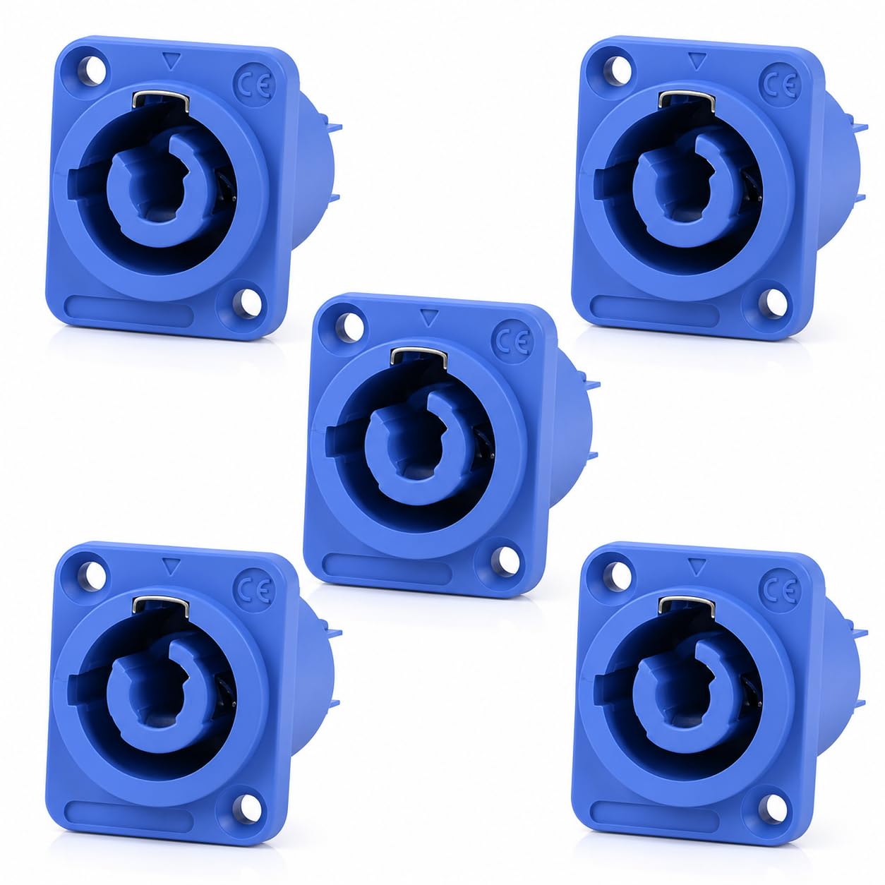 Toronce 3 PIN AC Powercon Connector Male Plug 20A/250V for Stage Light LED Screen Blue Input Socket Compatible with NAC3FCA, NAC3FCB, NAC3MA-1, NAC3MPB-1 Connector.（Blue_Socket_5 Pcs）
