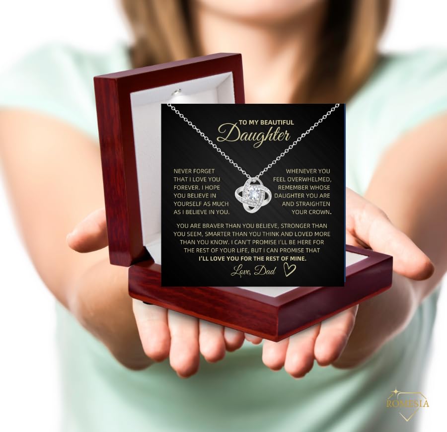 To My Daughter Necklace, Paired With A Sentimental Quote - Makes A Great Gift From Dad or Mom4