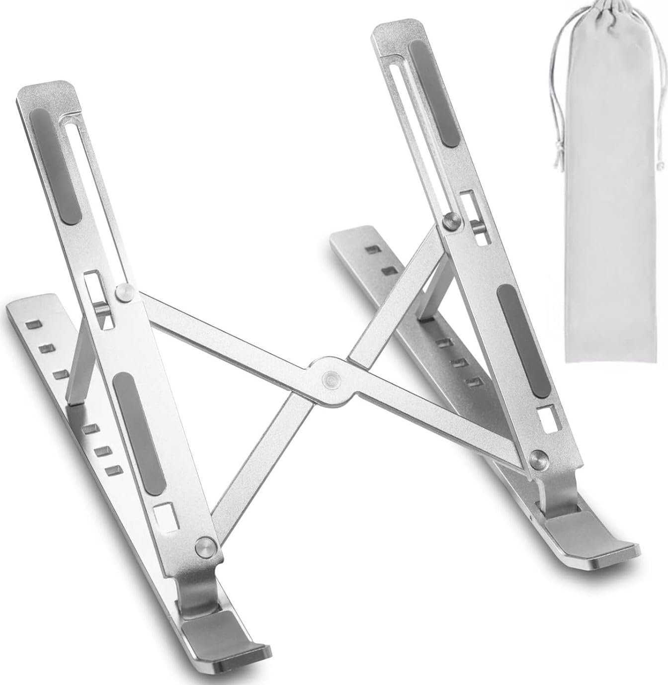 INEFABLE Portable Laptop Aluminium Stand with Adjustable Height, Ventilated, Foldable Stand, 7″ Height, for 15.6″ Laptop with Carry Pouch for Desk & Table Mount – Pack of 1 (Silver) INEFABLE Portable Laptop Aluminium Stand with Adjustable Height, Ventilated, Foldable Stand, 7″ Height, for 15.6″ Laptop with Carry Pouch for Desk & Table Mount – Pack of 1 (Silver)