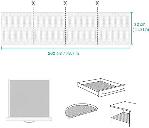 Miniatura 3 de Revestimiento de estante para cajón, tapete antideslizante para estantes, 12 pulgadas x 6.5 pies, patrón de cuadrícula, de PVC, no adhesivo, tapete