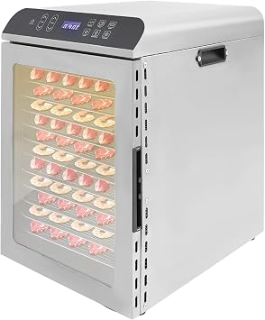 Food Dehydrator, 800W, 12-Tray Stainless Steel Dehydrator Machine with Temperature Control& Adjustable Timer, 194F Commercial Dehydrated Dryer for Jerky, Fruit, Meat, Herbs