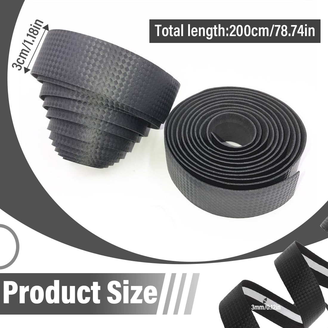 2 Rotoli Nastro Manubrio Bici, PU Antiscivolo con Effetto Carbonio, Adesivo e Confortevole, per Bici da Corsa, Gravel e Mountain Bike