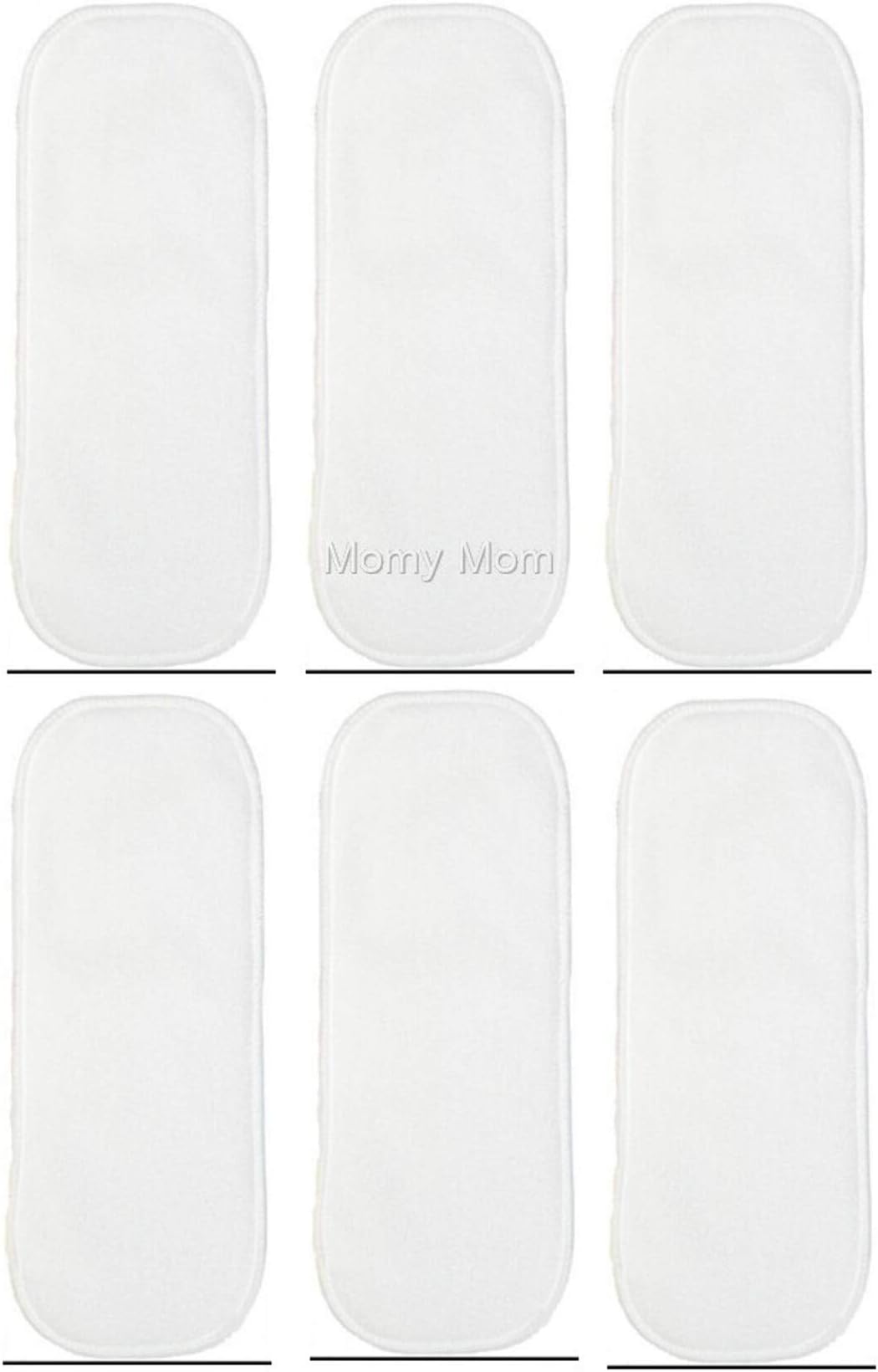 MOMY MOM 4 Layer Reusable Cloth Diaper Inserts/Nappy Pads/Nappy Liners, Microfiber, White, 0-24 Months- Pack of 6 Pcs