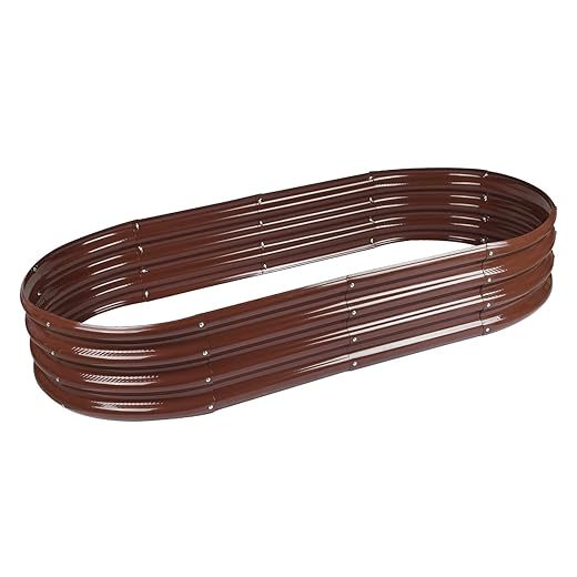 Raised Garden Bed Galvanized Planter Box Outdoor, Rot-Resistant Metal Garden Bed Planter for Vegetables Flower Herb (6.5ft, Brown)