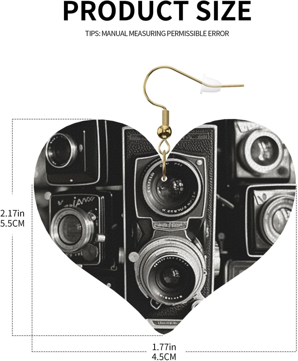 Faux Leather Heart Earrings Double Sided Drop Dangle Earrings Fashion Lightweight Women'S Ear Accessories Vintage Camera Jewelry Gifts image 3