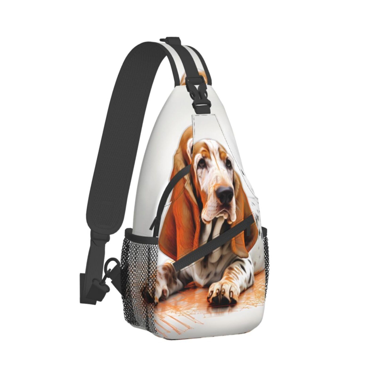 Hicyyu Basset Hound Dog Outdoor Crossbody Shoulder Bag For Unisex Young Adult Hiking Sling Backpack