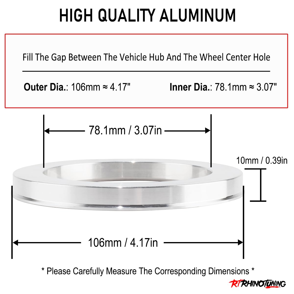 Snapklik.com : RTRHINOTUNING Hub Centric Rings (Pack Of 4) Silver Hub ...