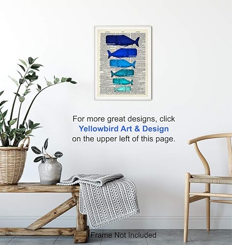Miniatura 5 de Blue Whales - Unframed Dictionary Wall Art Print - Great For Fishermen - Beautiful Home Decor - Affordable Gift - Ready to Frame (8x10) Photo