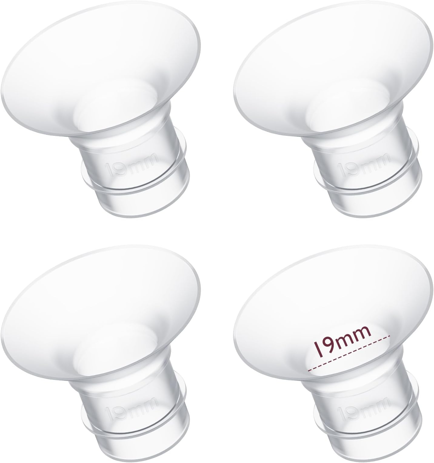Flange Insert 19mm Compatible with 24mm Flange/Shield of Most Pumps, Insert for Breast Pump Replacement Accessories, 4PCS 19mm