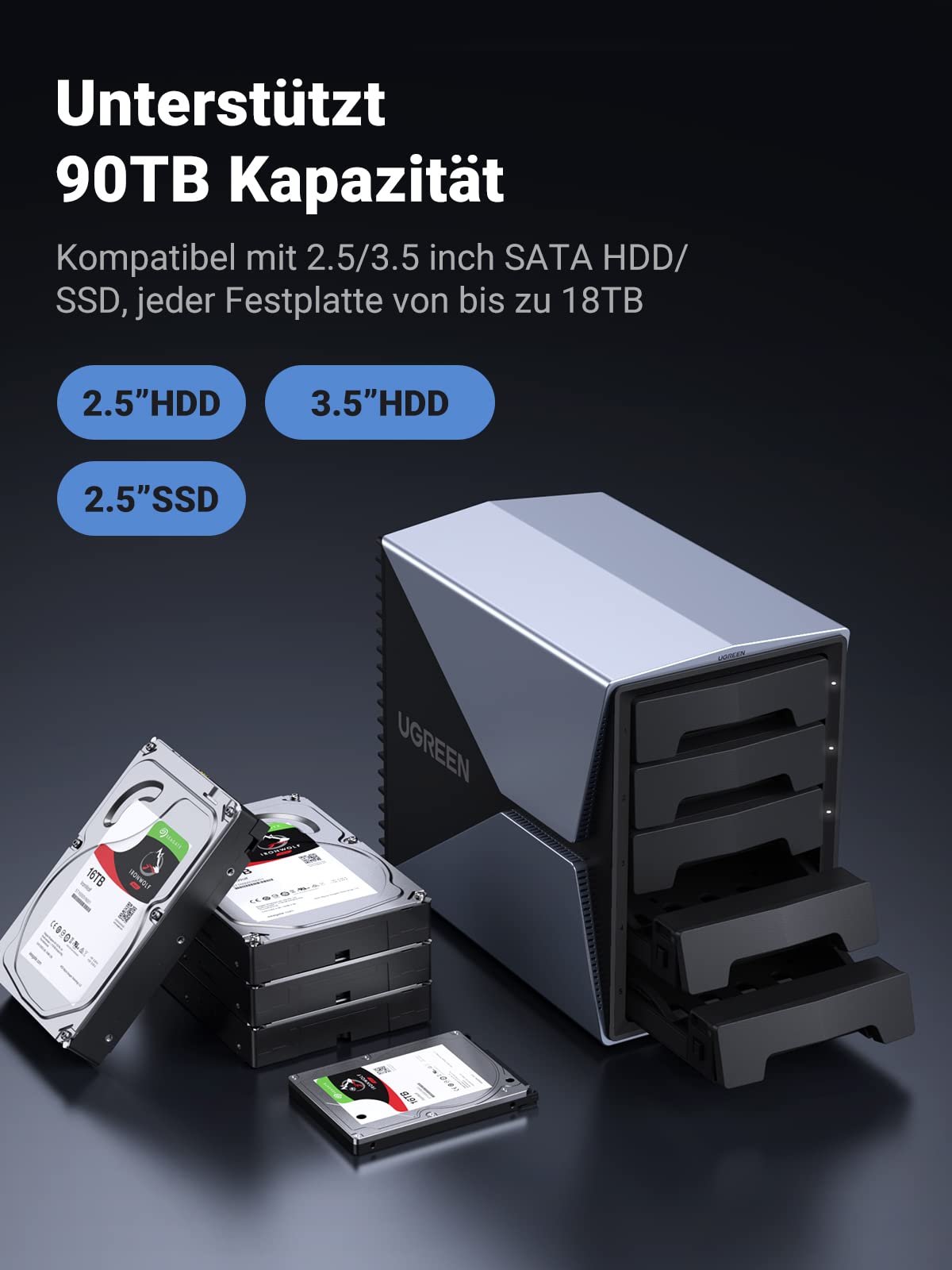 UGREEN HDDケース 3.5インチ 5Bay RAID0-5対応 Amazon.co.jp: 【RAID機能対応】 UGREEN HDD ケース 3.5インチ 5Bay