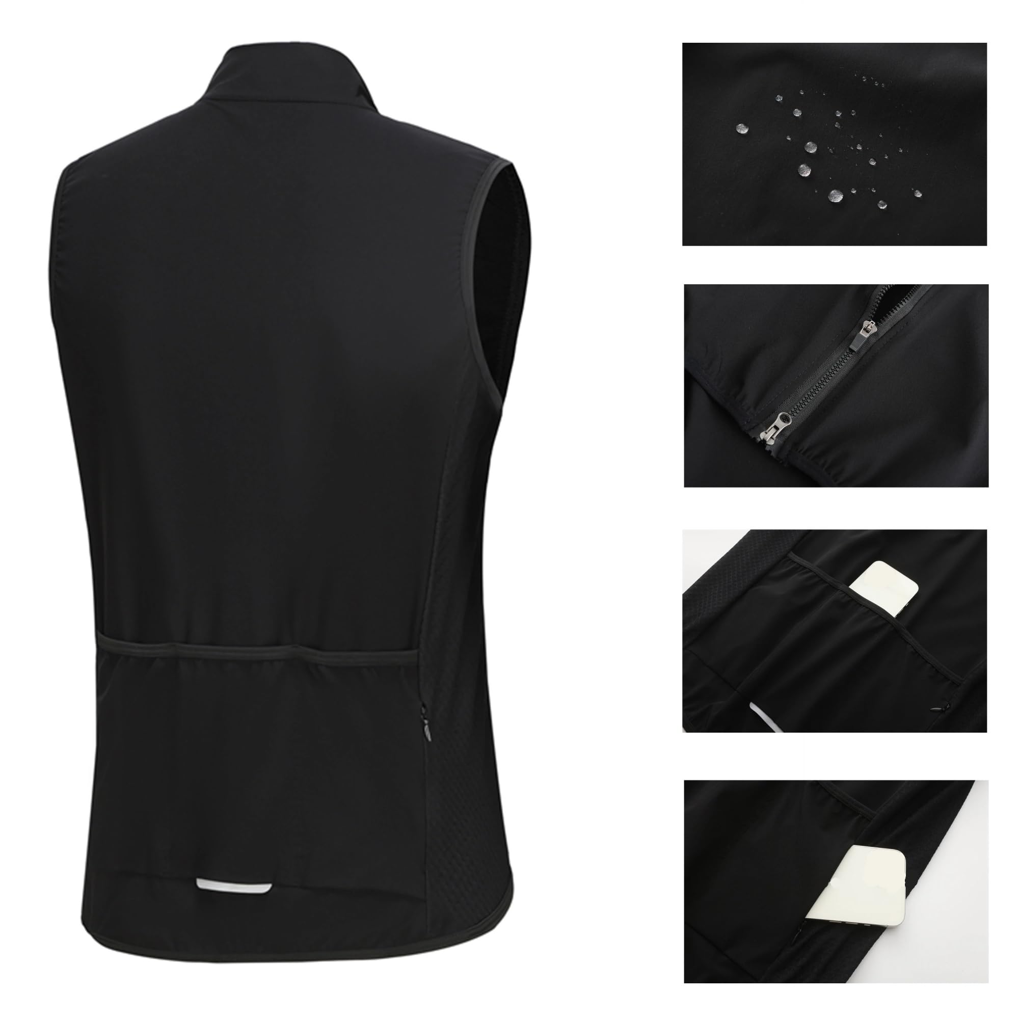 Gilet da ciclismo Giacca da ciclismo senza maniche leggera antivento impermeabile uomo tascabile Abbigliamento bicicletta Gilet riflettente