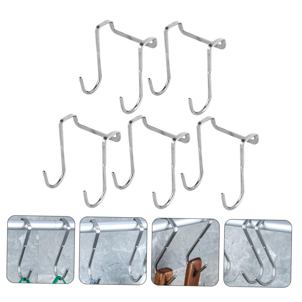 NUOBESTY 2 Set Gancio A Doppia S Appendiabiti Sopra La Porta Appendiabiti A Forma Di S Gancio Per Asciugamani Gancio Da Cucina Acciaio Inossidabile Silver 5 Pezzi * 2