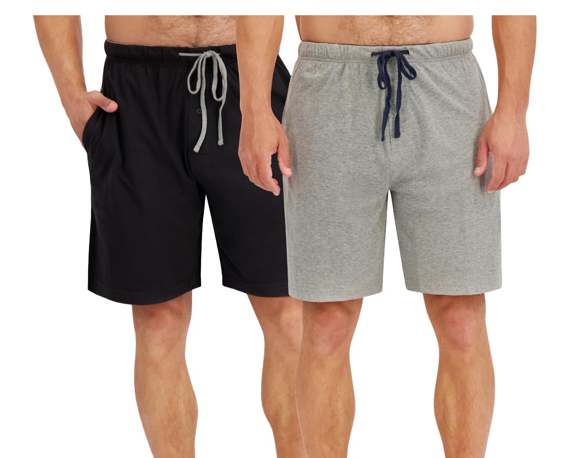 Hanes Men’s Sleep Shorts 2 Pack - Cotton, 7.5" Inseam, Athletic, Pajamas, Soft Loungewear, Pantalones Cortos