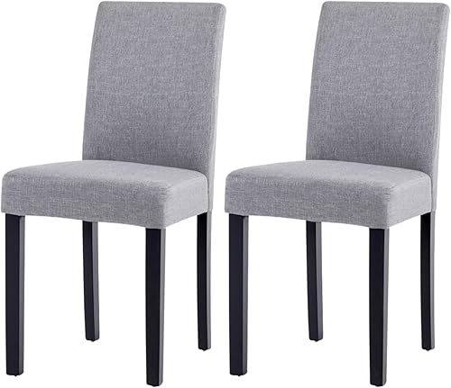 Juego de 2 sillas de comedor, sillas de cocina de tela tapizada de lujo, sillas laterales con respaldo acolchado y patas de madera maciza para sala