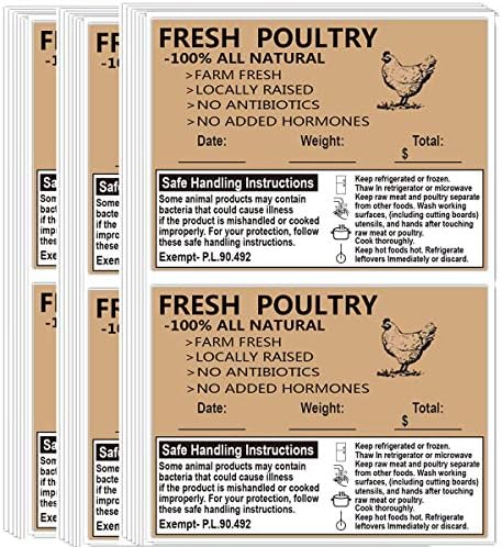Remarkable Poultry Freezer Labels,2.5inchx4inch with Safe Handling Instructions Exemption-P.L. 90-492 (100Pcs ) image 5