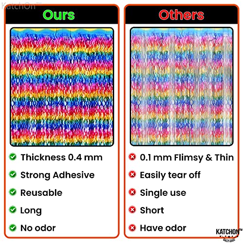 Katchon, Wave Rainbow Metallic Fringe Curtain - Large, 6.4X8 Feet, Pack Of 2 | Rainbow Metallic Streamers | Rainbow Tinsel Curtain, Rainbow Decorations | Pride Streamers, Pride Birthday Decorations #TOP5