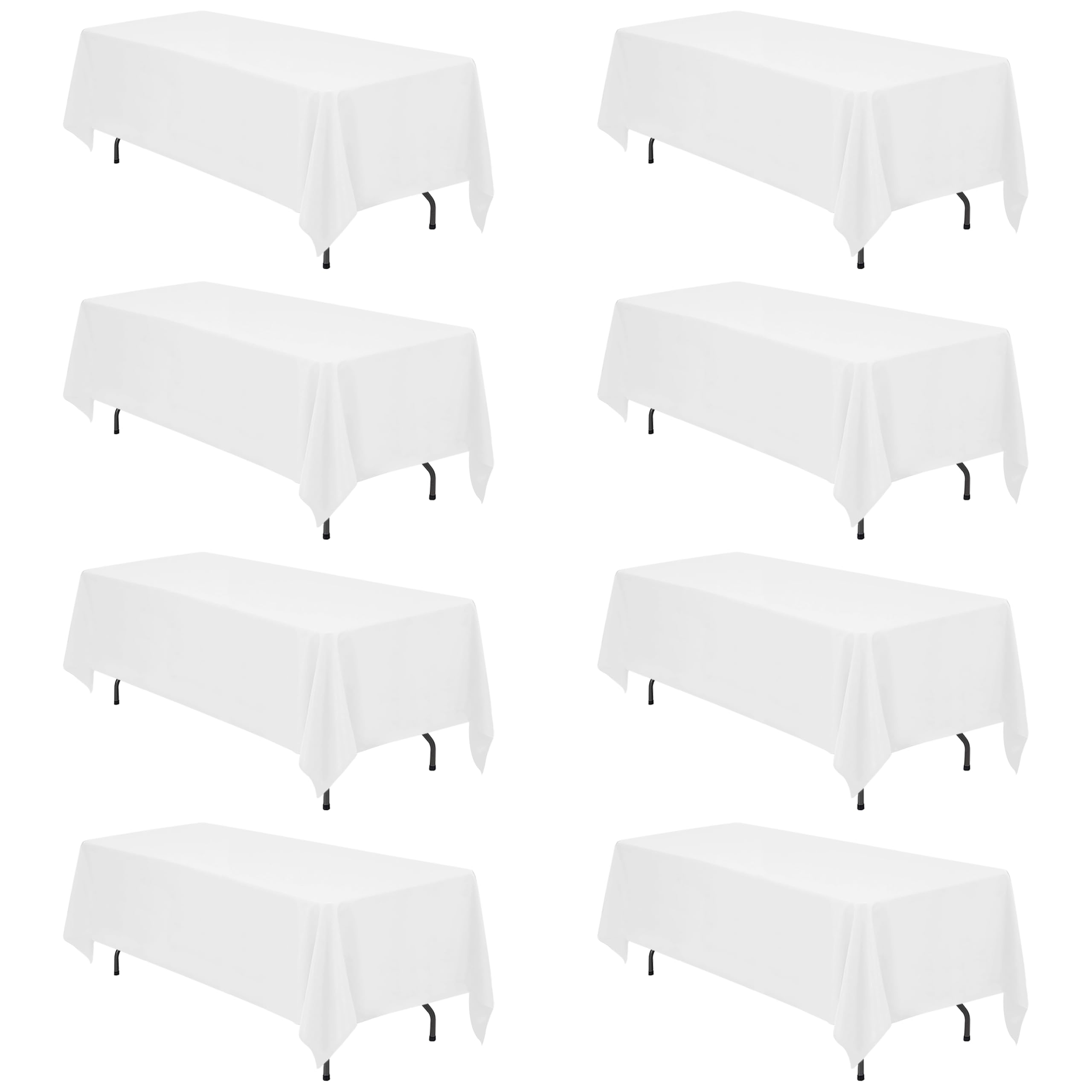 BRILLMAX 8 Pack White Tablecloths 70x120 Inch for 6-8ft Rectangle Tables
