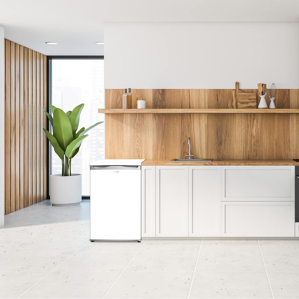 Cecotec Congelador Vertical Mini Bolero CoolMarket TF 90 White. 90 Litros, Altura 84,5 cm, Ahorro Energético, Puerta Reversible, 2 Cajones y 1 Bandeja, Blanco