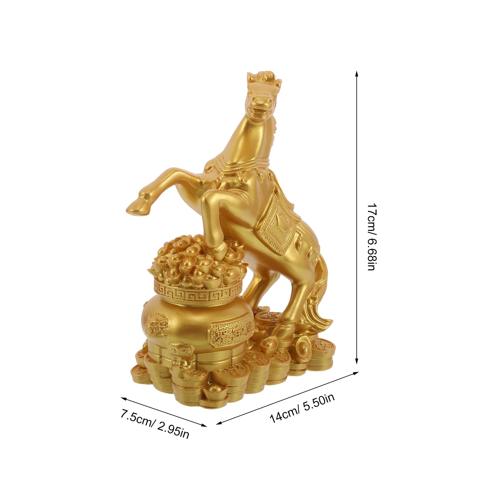 Toyvian Pferdefigur aus Kunstharz, Goldene Stehfigur zum Jahr des Pferdes