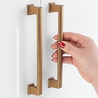 Vista 26 de Paquete de 10 tiradores para gabinete con agujero central de 3-3/4 pulgadas (96mm), tiradores de gabinete negro mate, manijas de cocina negras