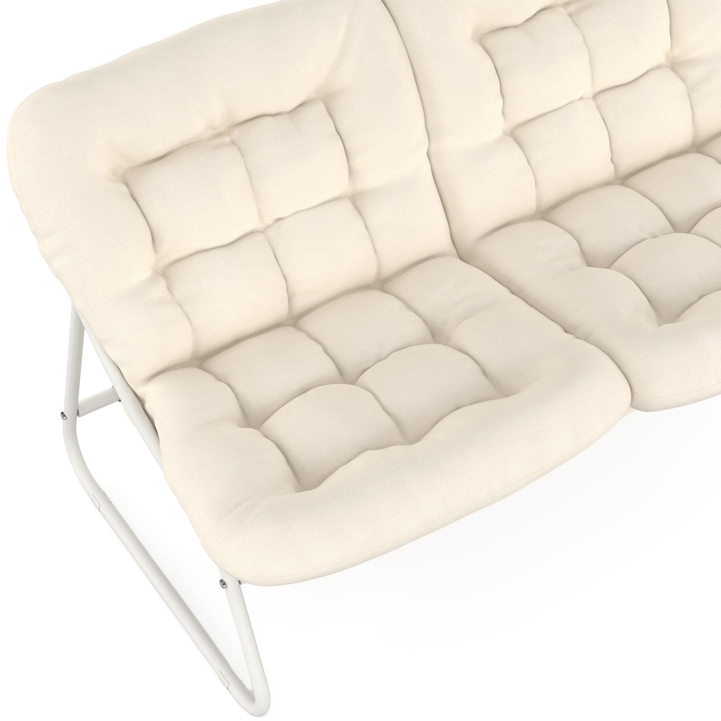 IDMarket - Muebles de jardín Arona bajo 4 plazas en metal blanco y cojines beige con sofá, sillón y mesa
