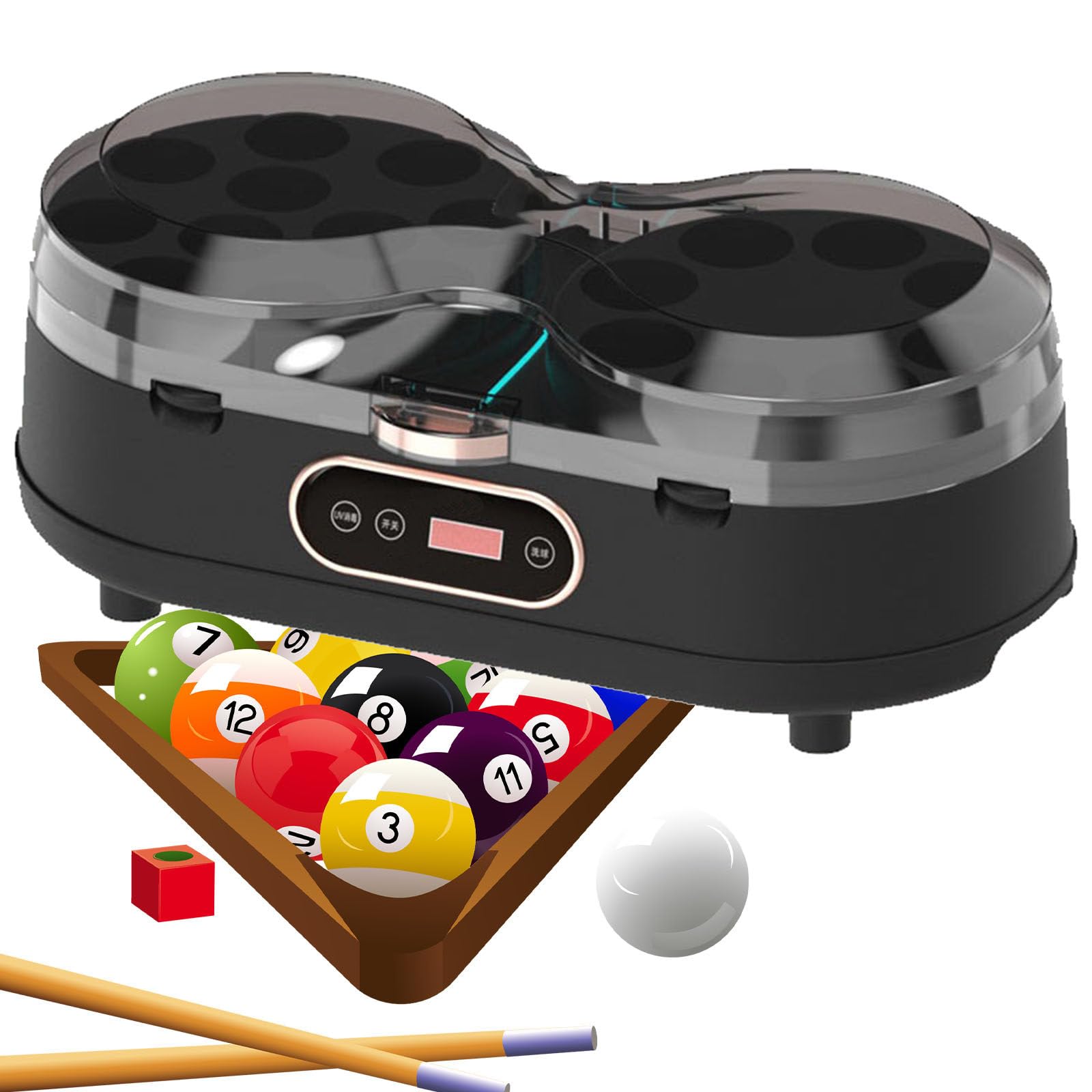 Naturalpowev Billiard Ball Cleaning Machine, Pool Ball Cleaner for Billiard and Snooker Black-16-Ball