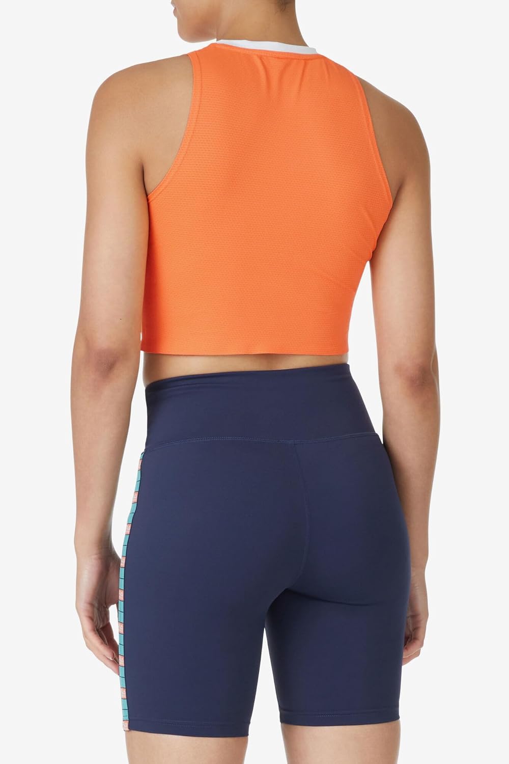 Fila Women's Devereux Vented Crop Tank, Bird of Paradise Orange/White, Medium