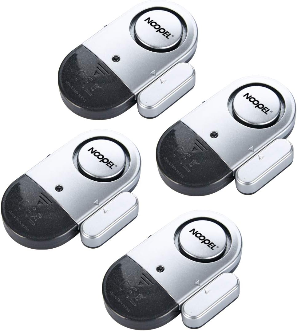 Door Window Alarm 4 Pack Noopel Home Security Ultra-Slim Wireless Magnetic Sensor Burglar Anti-theft 120DB Alarm with Batteries included - DIY EASY to Install (4)