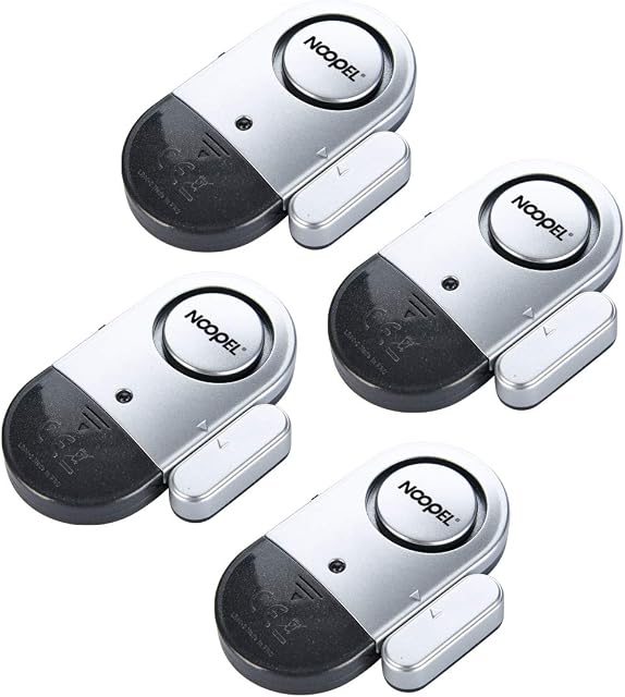 Door Window Alarm 4 Pack Noopel Home Security Ultra-Slim Wireless Magnetic Sensor Burglar Anti-theft 120DB Alarm with Batteries included - DIY EASY to Install (4)
