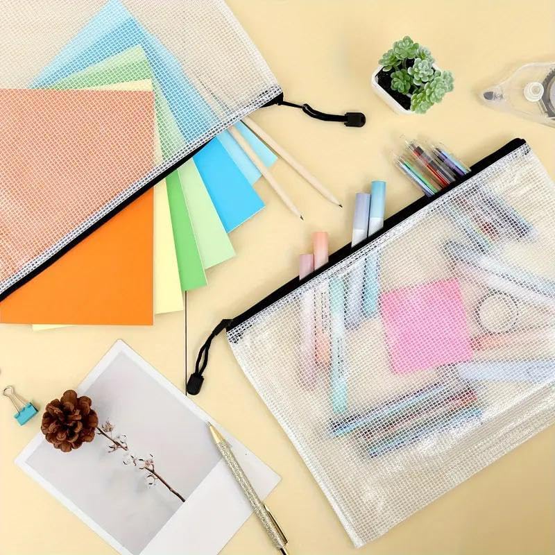 Miniatura 6 de Bolsa de malla, bolsa con cremallera A3 para organizar el almacenamiento, bolsa impermeable con cremallera, 17 x 12 pulgadas17.3 in x 12.6 in, bolsa