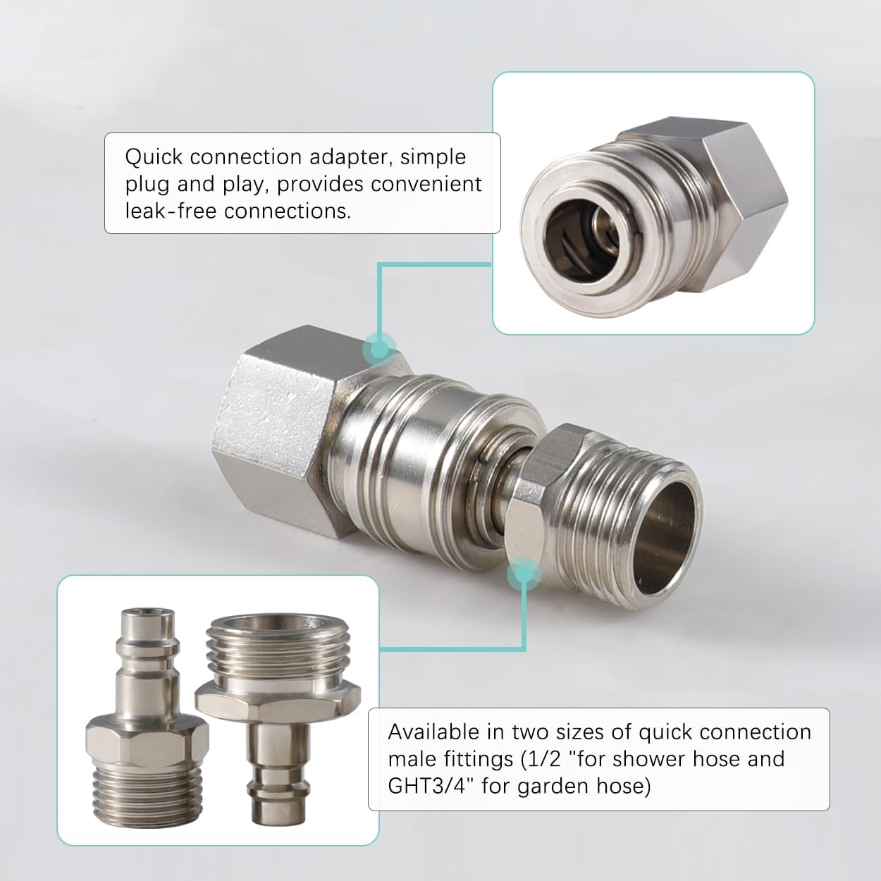 All Metal RV Exterior Quick Connect Faucet,4"RV Shower Faucet Replacement,RV Outside Shower Valve Kit,Camper Shower Faucet Valve with Quick Connect(Brushed Nickel)