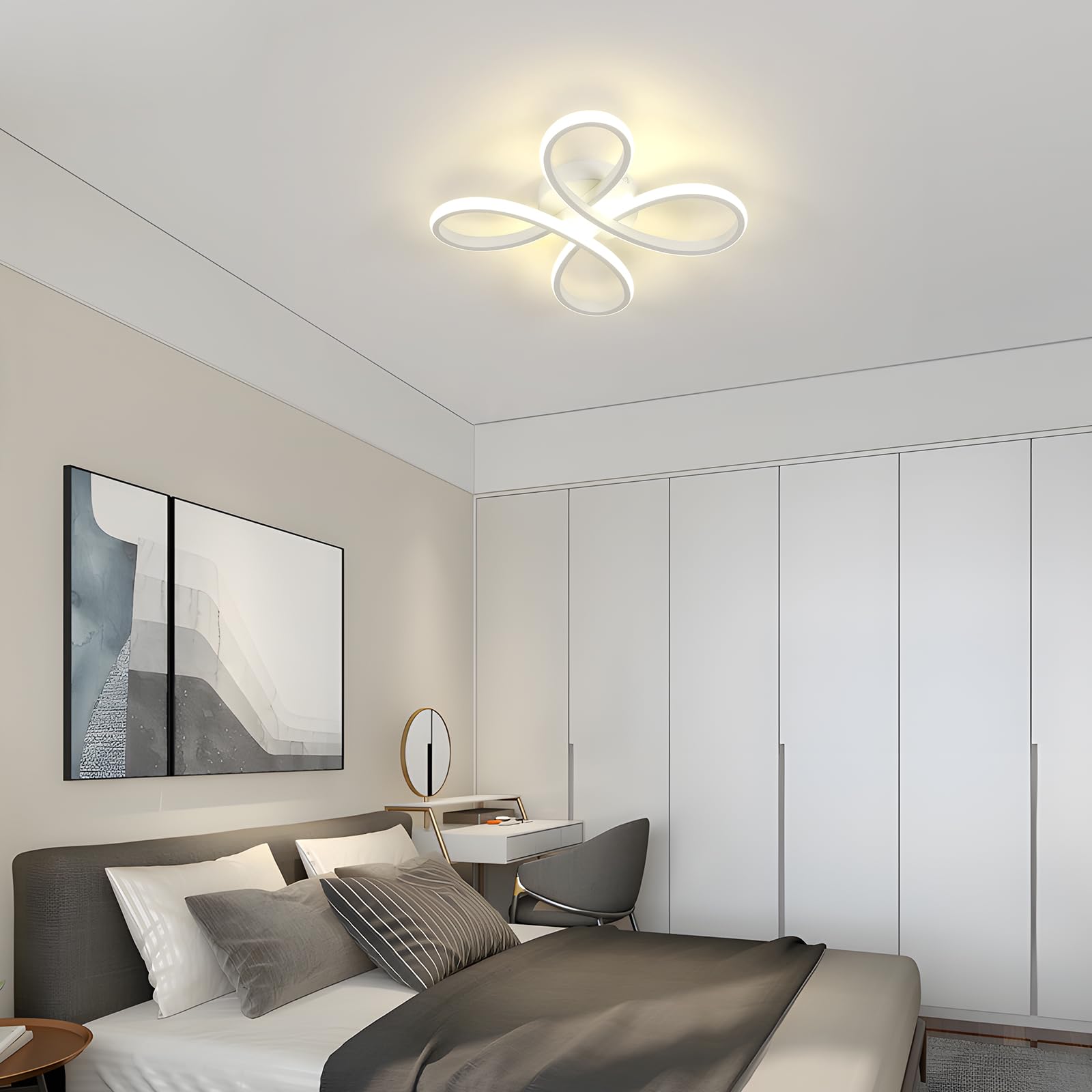 Comely Plafoniera LED Moderna, 30W 3500LM Lampada da Soffitto Moderna Fiore Design, Bianco Lampadario LED in Acrilico per Camera da letto, Sala da Pranzo, Balcone, Cucina, 4500K Luce Naturale