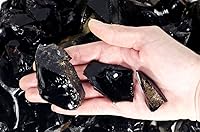 Vista 6 de Fantasia Materiales: 1 libra de piedras en bruto de obsidiana negra de México - Vidrio de volcán natural crudo
