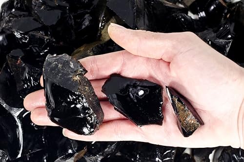 Miniatura 6 de Fantasia Materiales 1 libra de piedras en bruto de obsidiana negra de México - Vidrio de volcán natural crudo