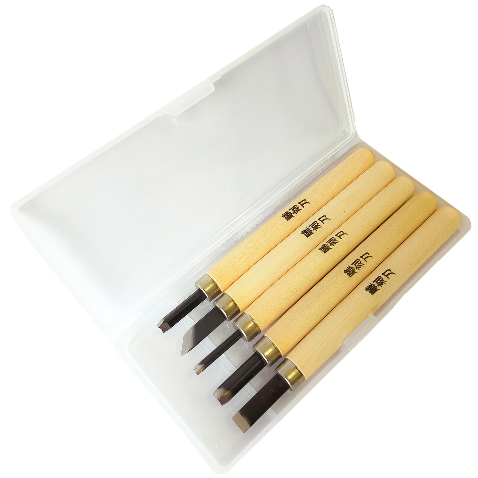 Amazon | 彫刻刀 5本セット ケース付き 平刃 切り出し刃 三角刃 丸刃