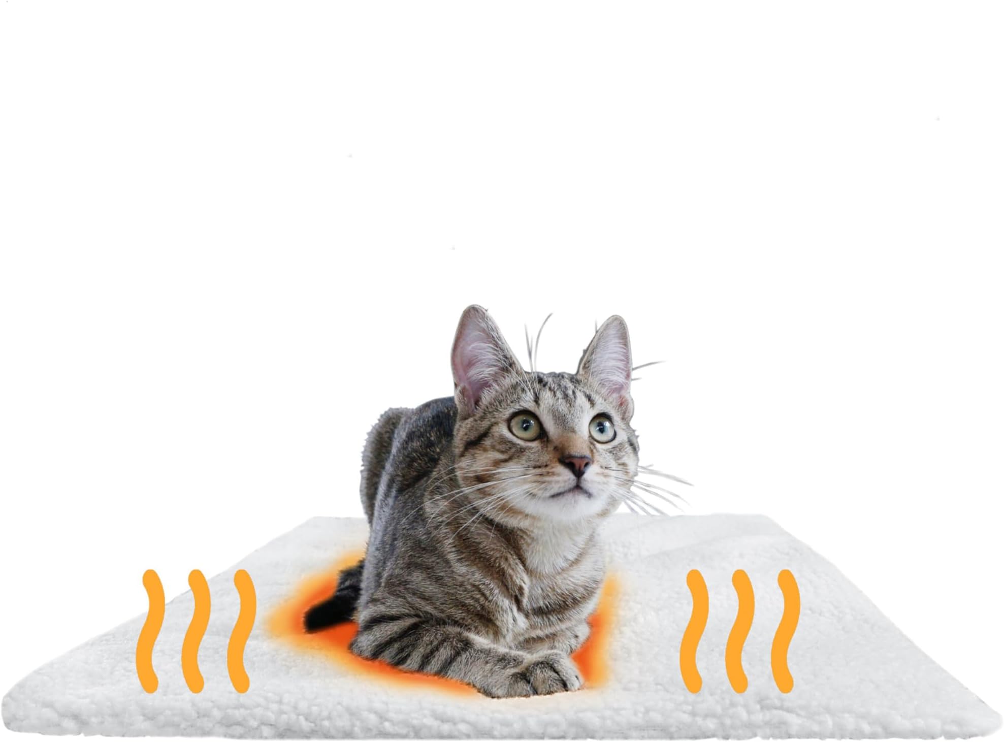 Self Heating Cat Bed 23.5 x 17.7inch - Thermal Self Warming Cat Mat for Indoor & Outdoor Use - Extra Soft Fluffy Blanket, Non-Electric Pad, Non-Slip Bottom, Removable & Washable Cover (White)